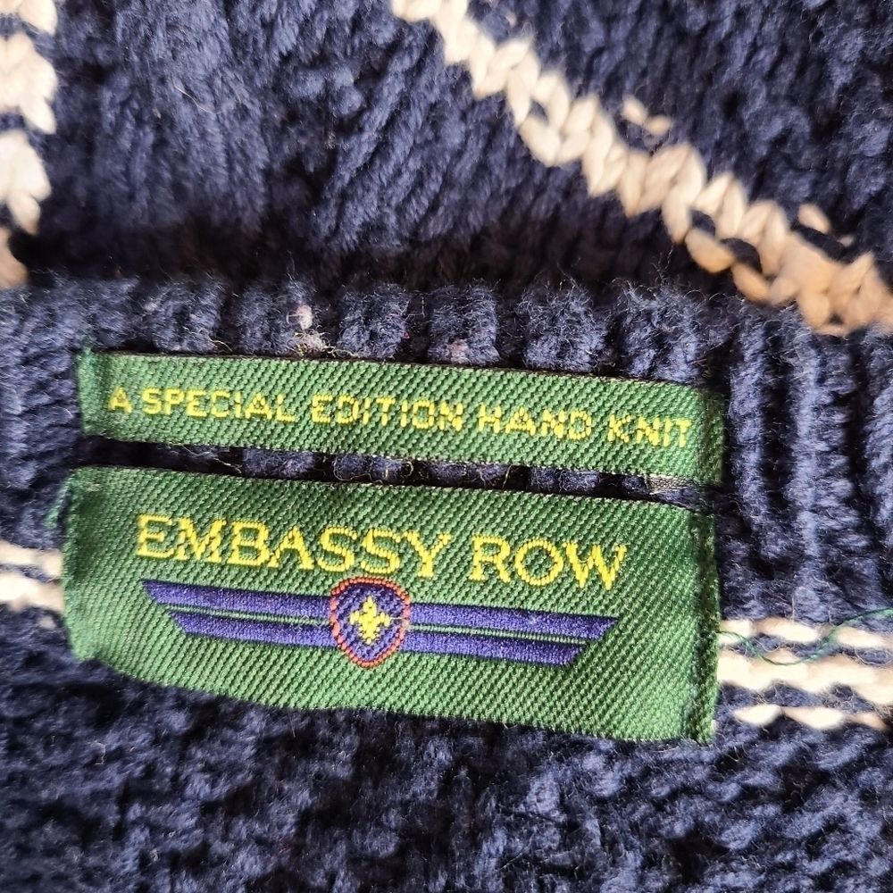 Embassy Row Blue Hand Knit Sweater XL - Picture 8 of 9